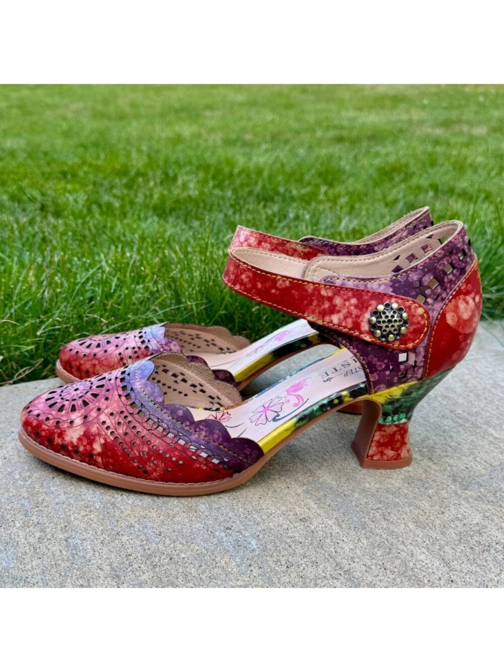 Spring Step L'Artiste Womens Luxe EU Size 42 US 10.5-11 Red Colorful Heels Pumps